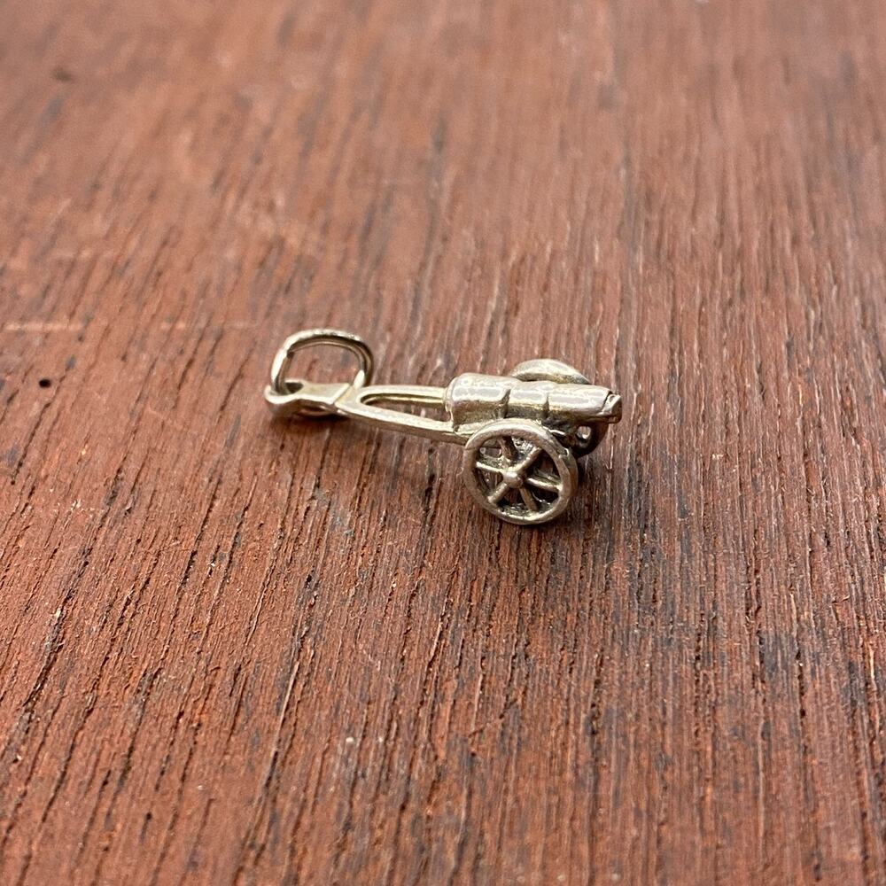 Vintage 925 Sterling Silver Gettysburg Canon Military Pendant Bracelet Charm